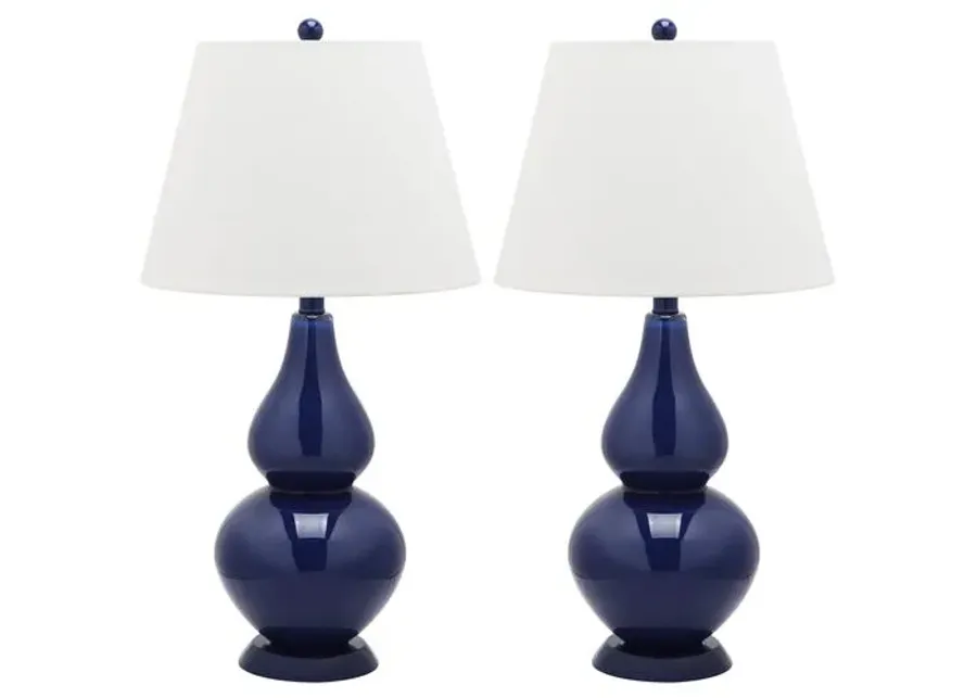 Angela Table Lamp Set - Navy Blue