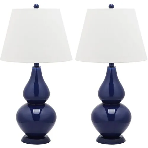 Angela Table Lamp Set - Navy Blue