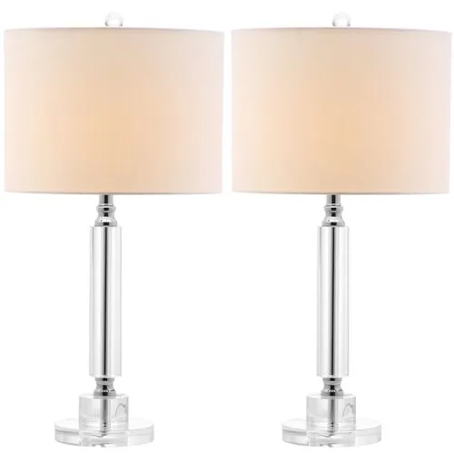 Set of 2 Set of 2 Dora Crystal Table Lamps - Clear/Chrome