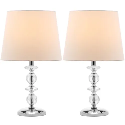 Emma Stacked Lamp Set - Crystal/Chrome