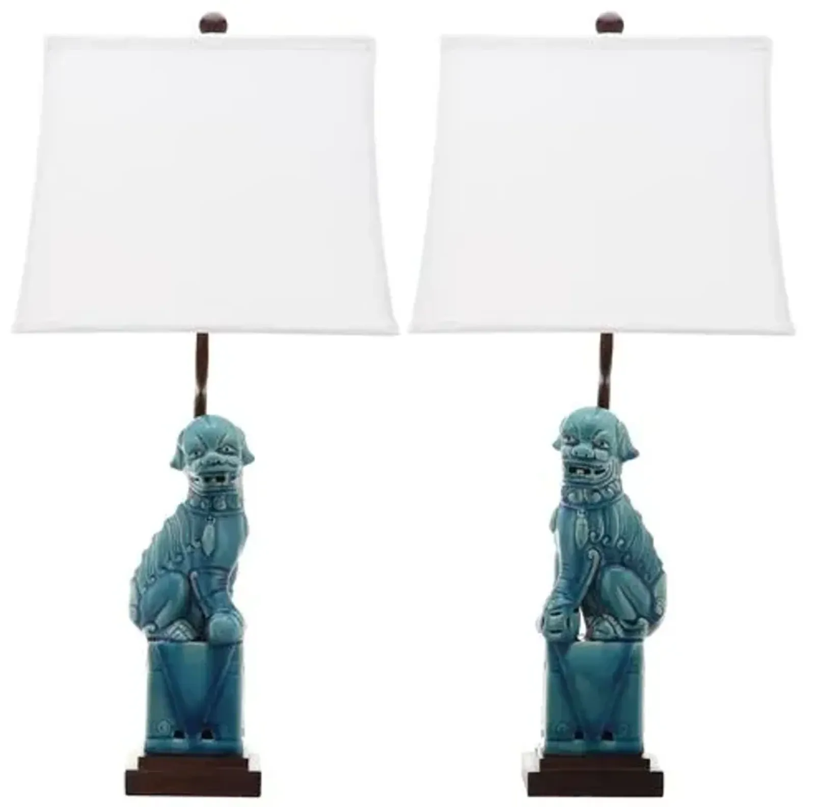 Set of 2 Foo Dog Table Lamps - Blue