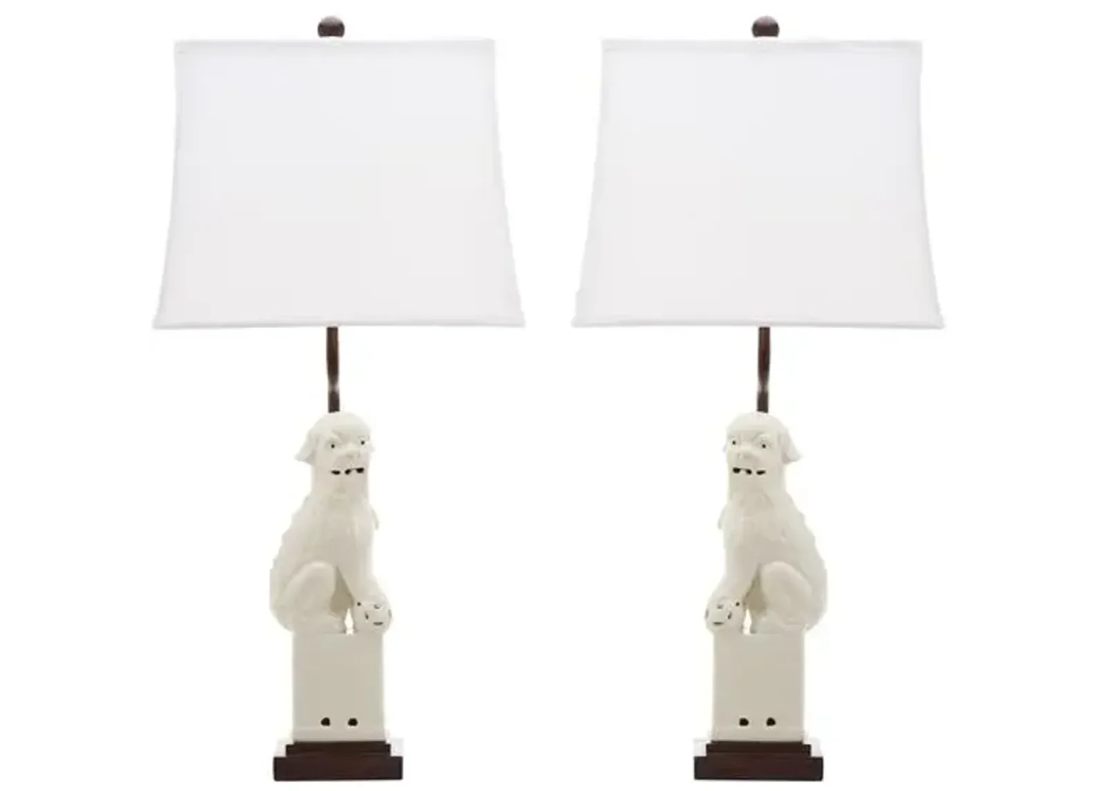 Set of 2 Foo Dog Table Lamps - Cream