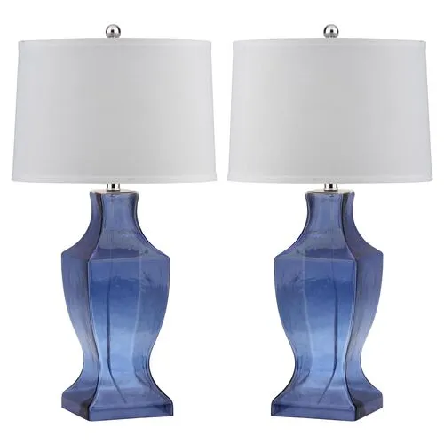 Set of 2 Menlow Table Lamps - Frosted Blue