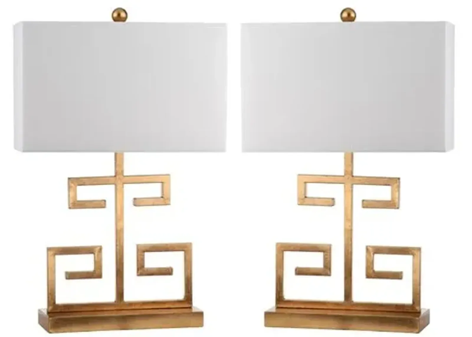 Set of 2 Greek Key Table Lamps - Gold