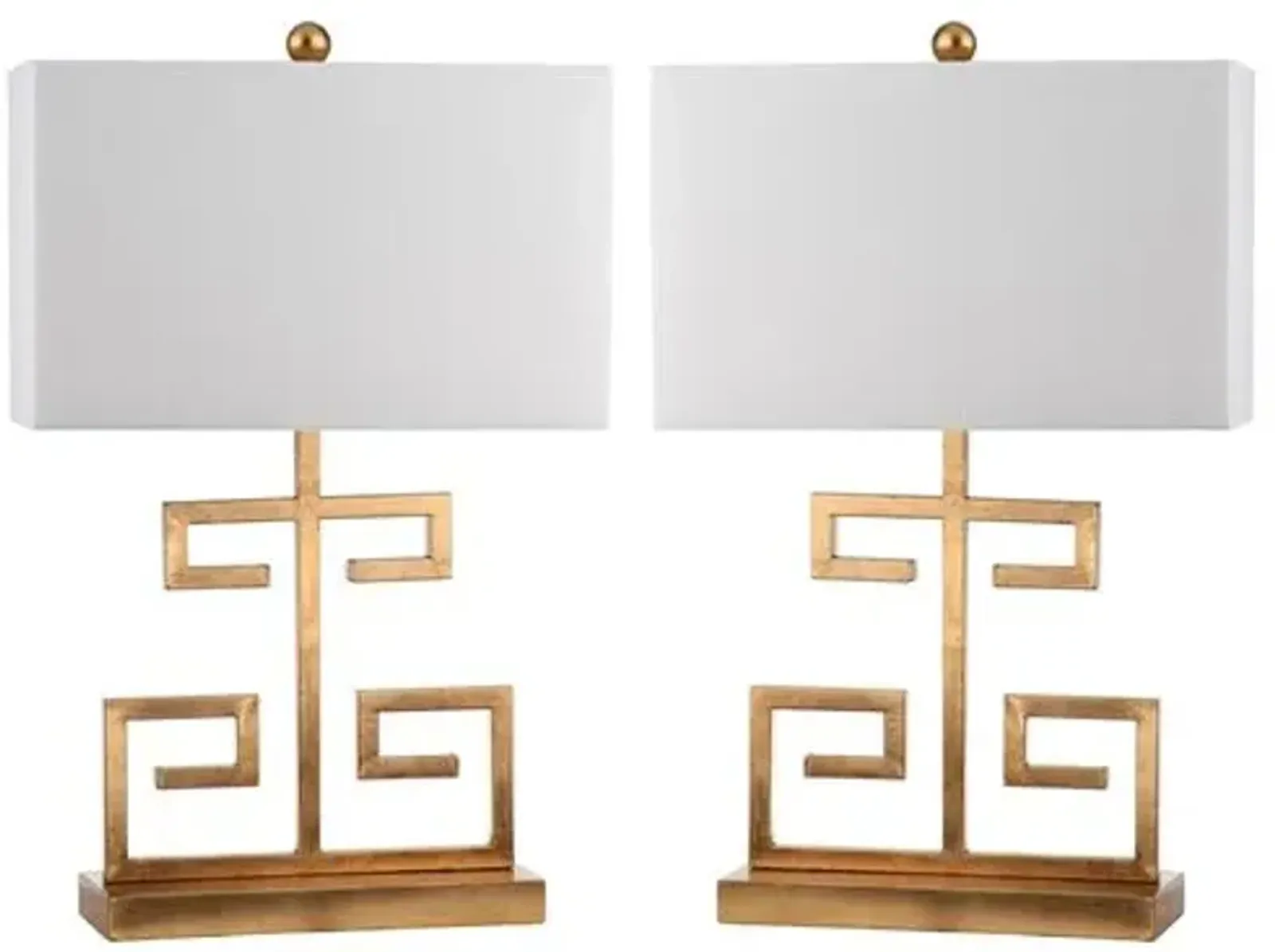 Set of 2 Greek Key Table Lamps - Gold