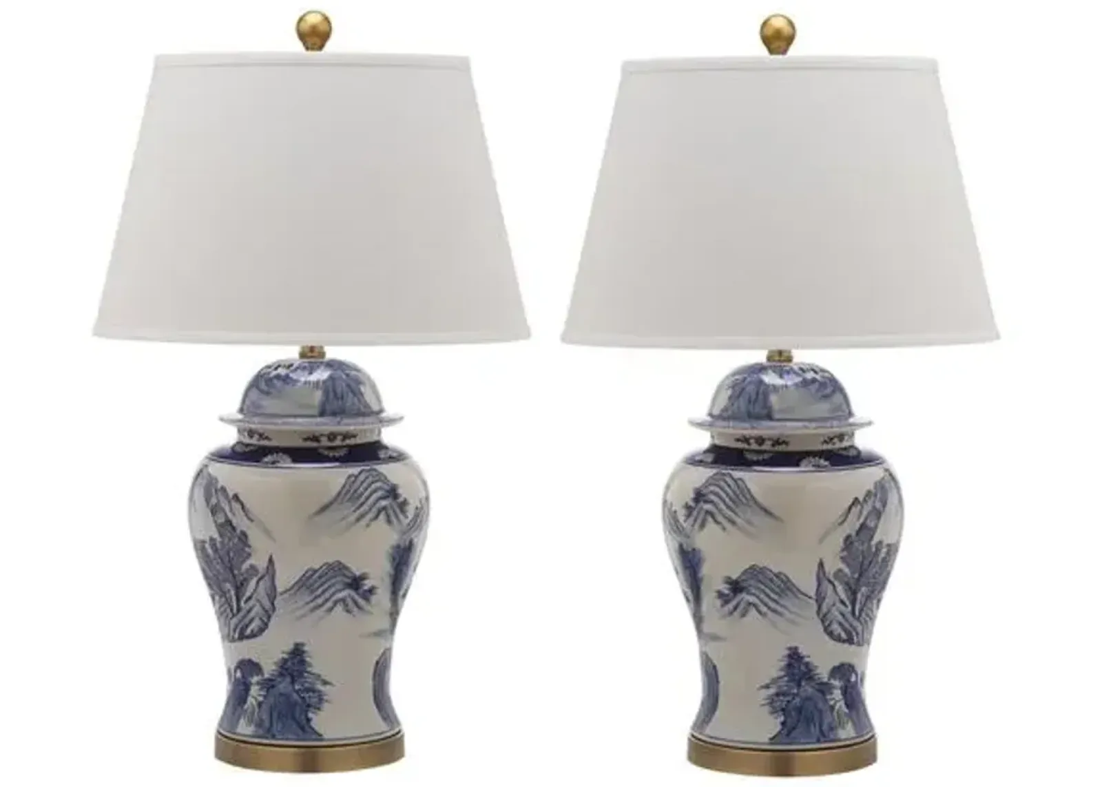 Set of 2 Shanghai Table Lamps - Blue/White