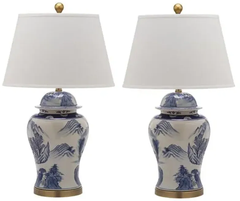 Set of 2 Shanghai Table Lamps - Blue/White