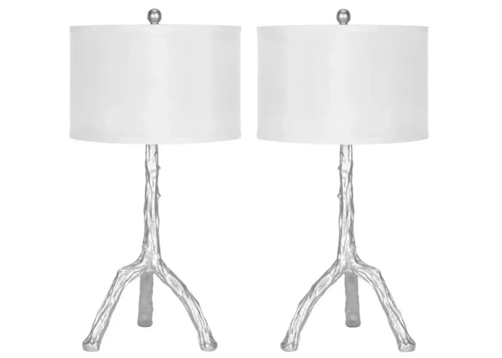 Painted Branch Table Lamp Set - Silver