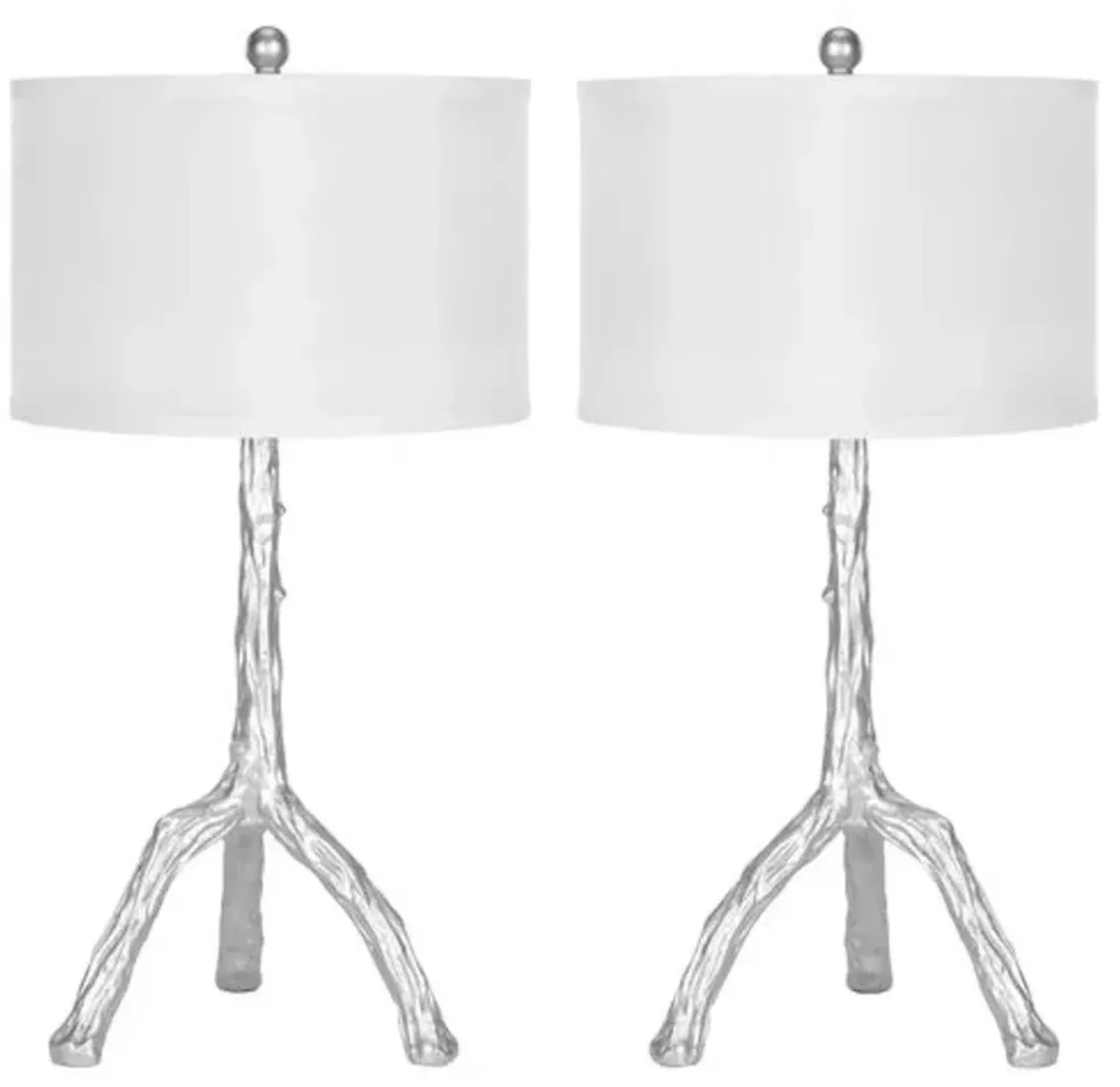 Painted Branch Table Lamp Set - Silver