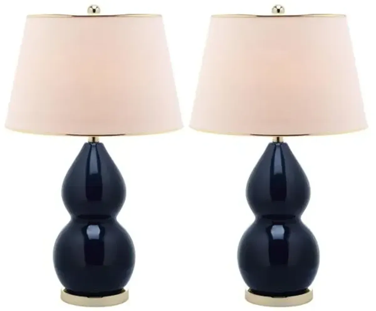 Set of 2 Mia Double-Gourd Lamp Set - Navy