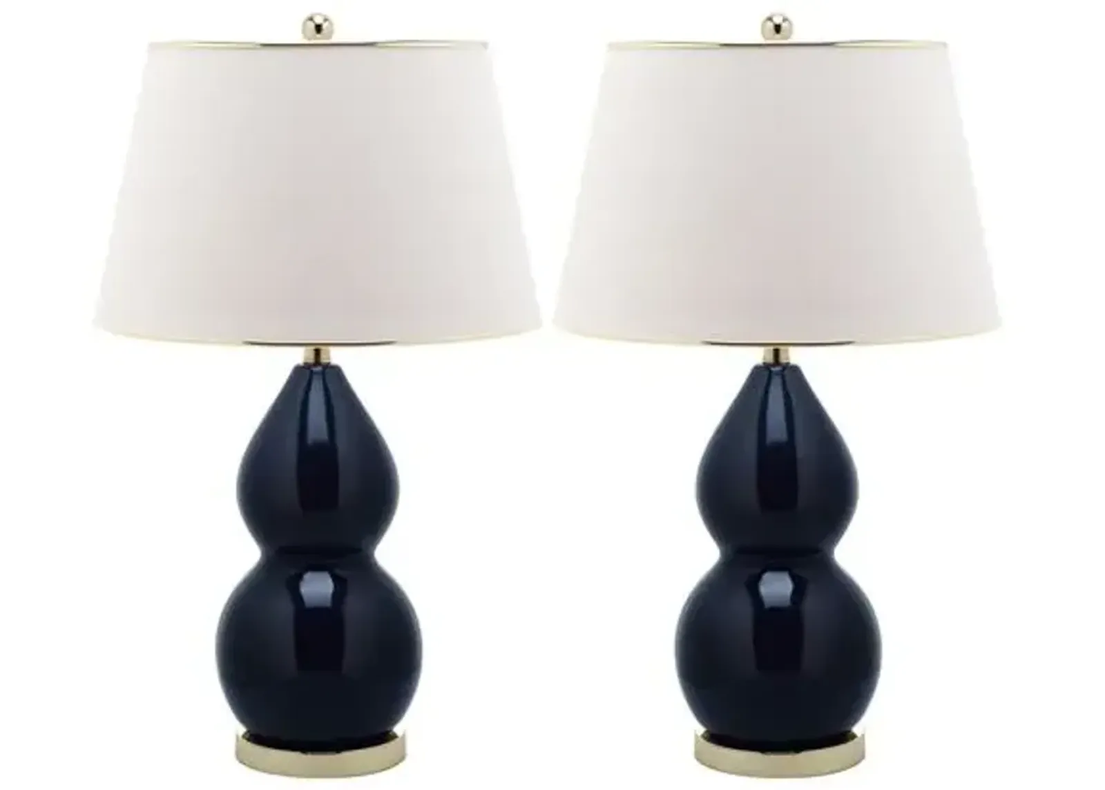 Set of 2 Mia Double-Gourd Lamp Set - Navy