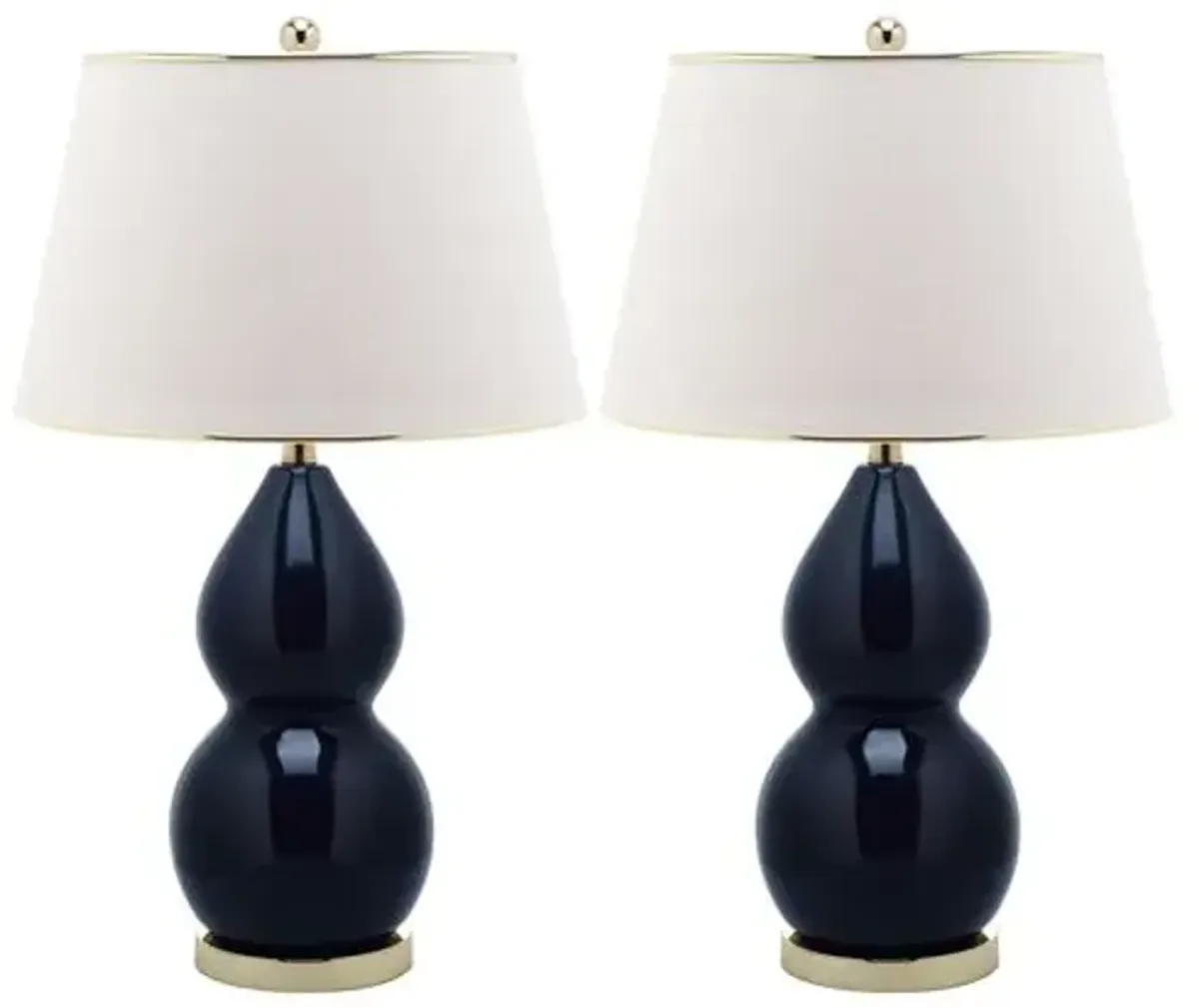 Set of 2 Mia Double-Gourd Lamp Set - Navy