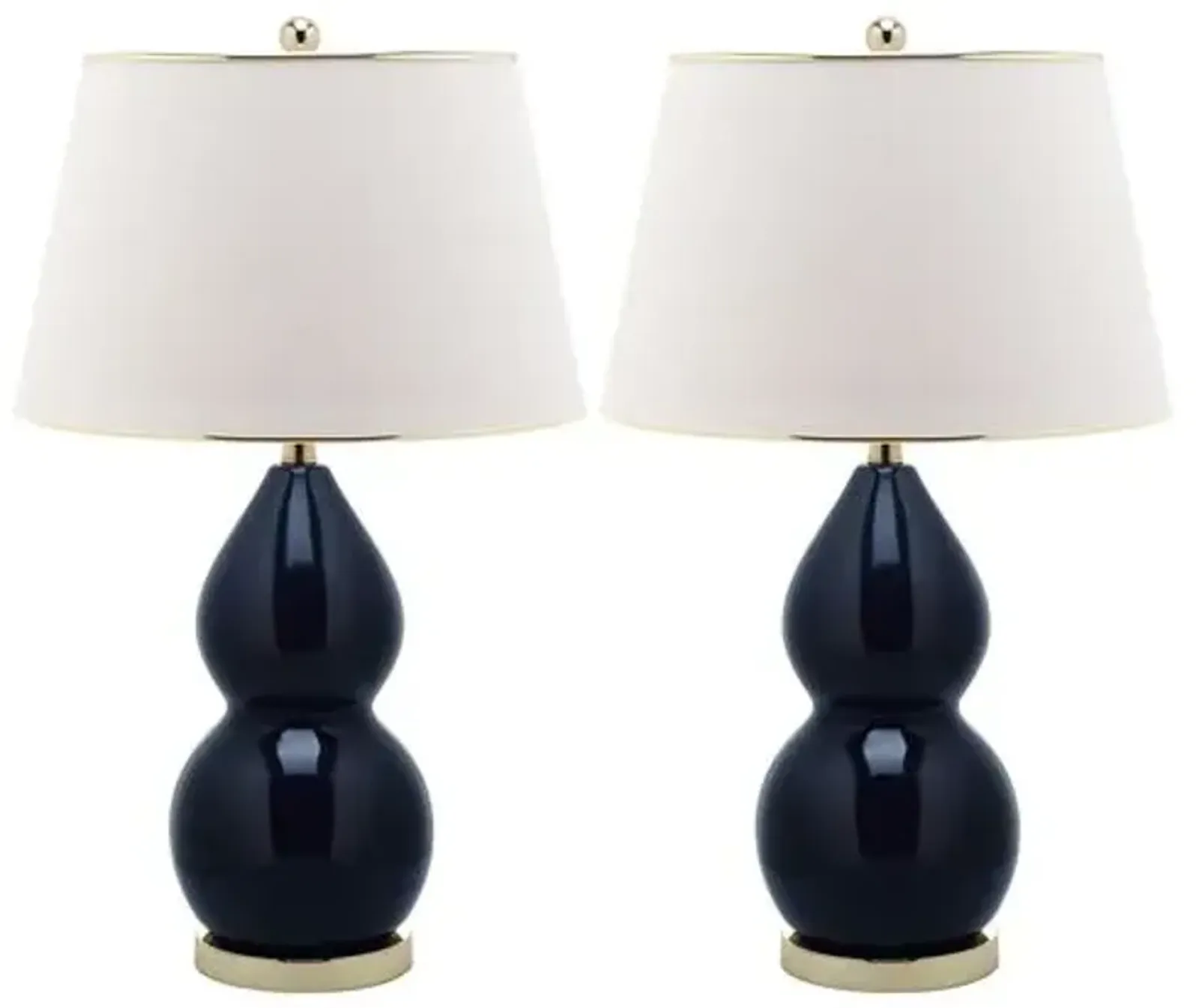 Set of 2 Mia Double-Gourd Lamp Set - Navy