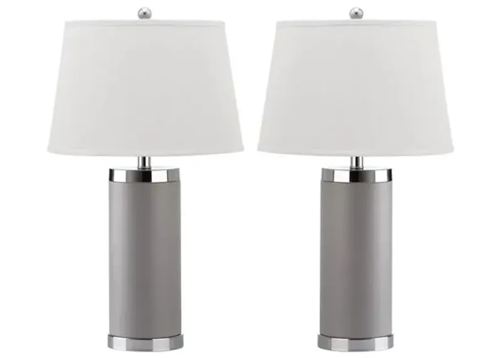 Set of 2 Column Table Lamps - Gray