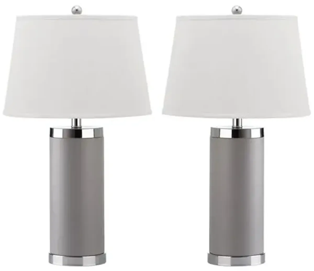 Set of 2 Column Table Lamps - Gray