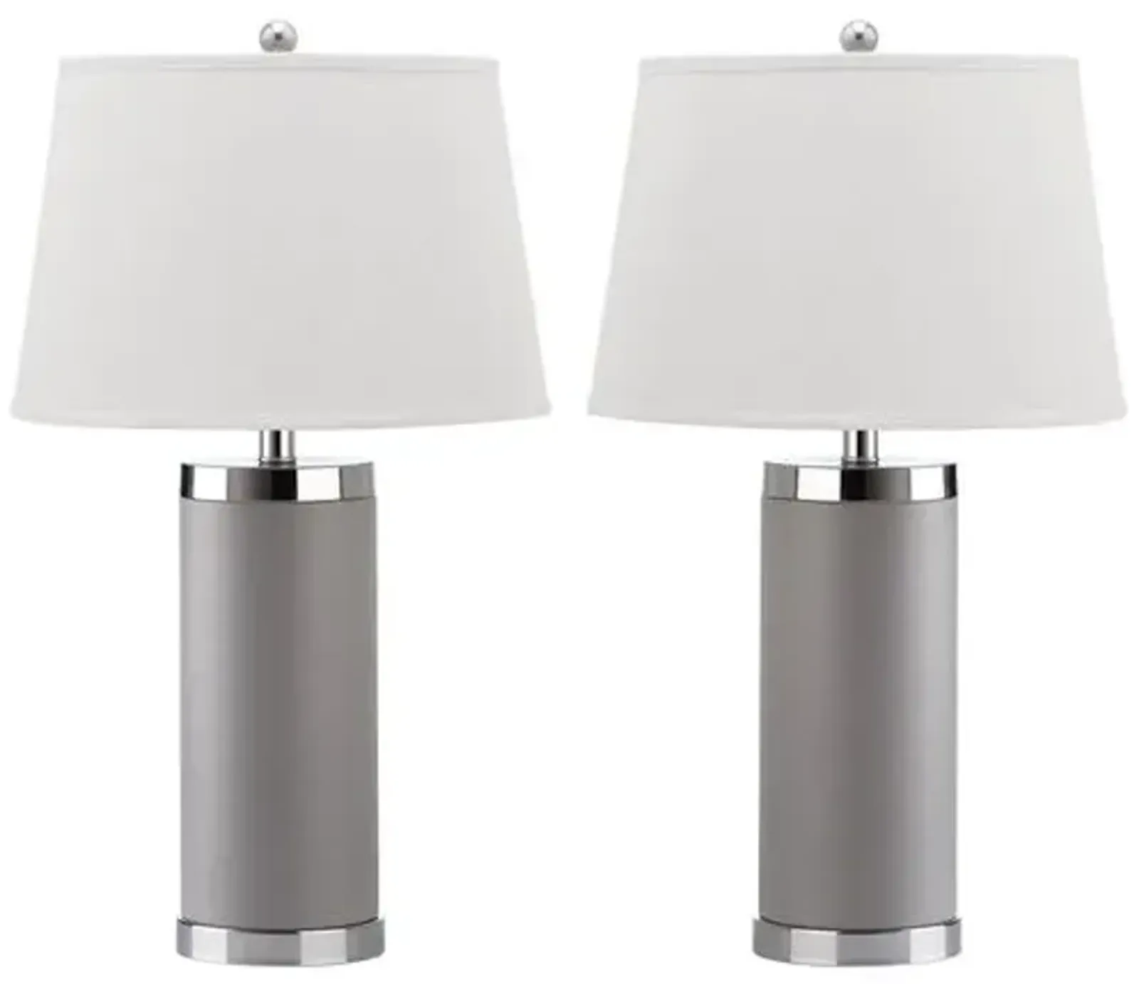 Set of 2 Column Table Lamps - Gray