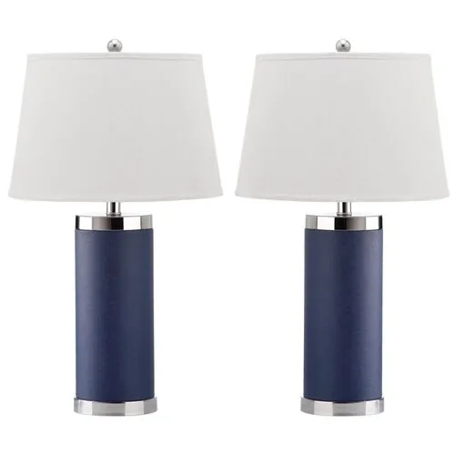 Column Table Lamp Set - Navy