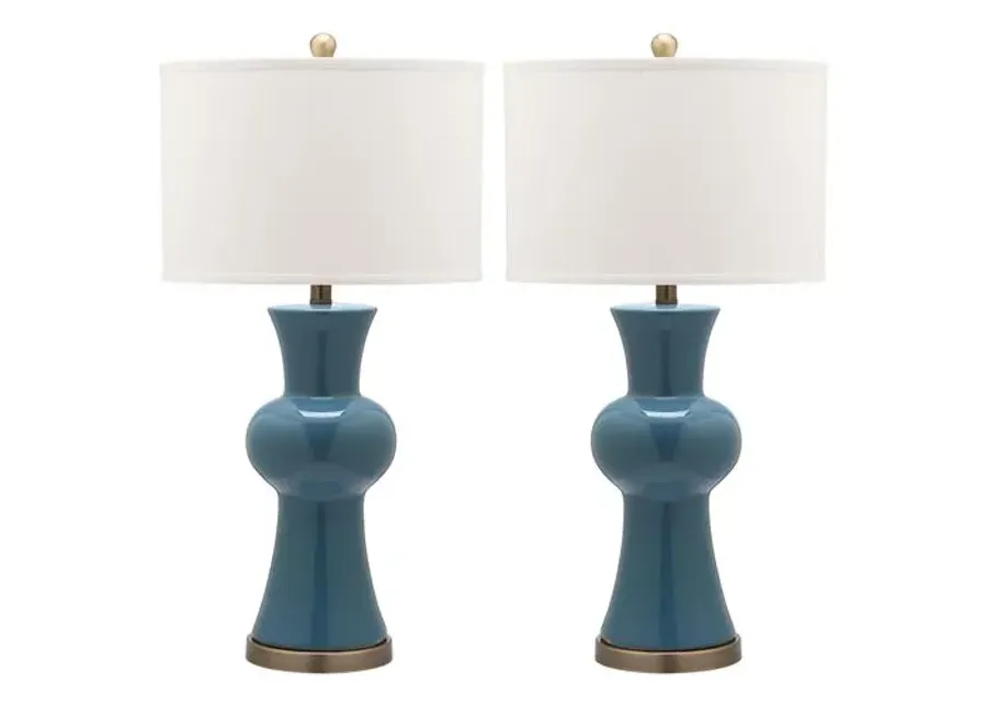 Set of 2 Nina Column Table Lamps - Blue