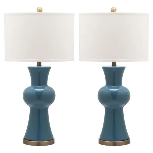 Set of 2 Nina Column Table Lamps - Blue