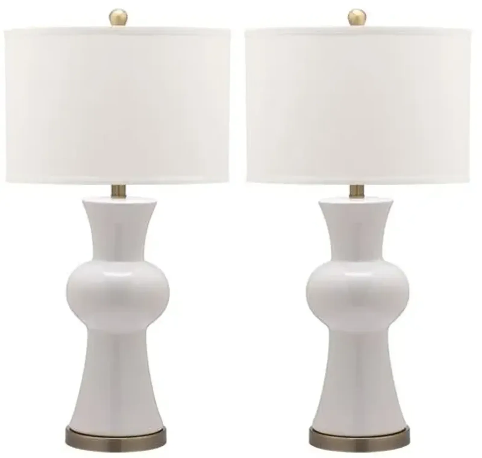 Set of 2 Nina Column Table Lamps - White