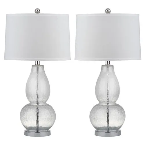 Set of 2 Adele Gourd Table Lamps - Crinkle Glass