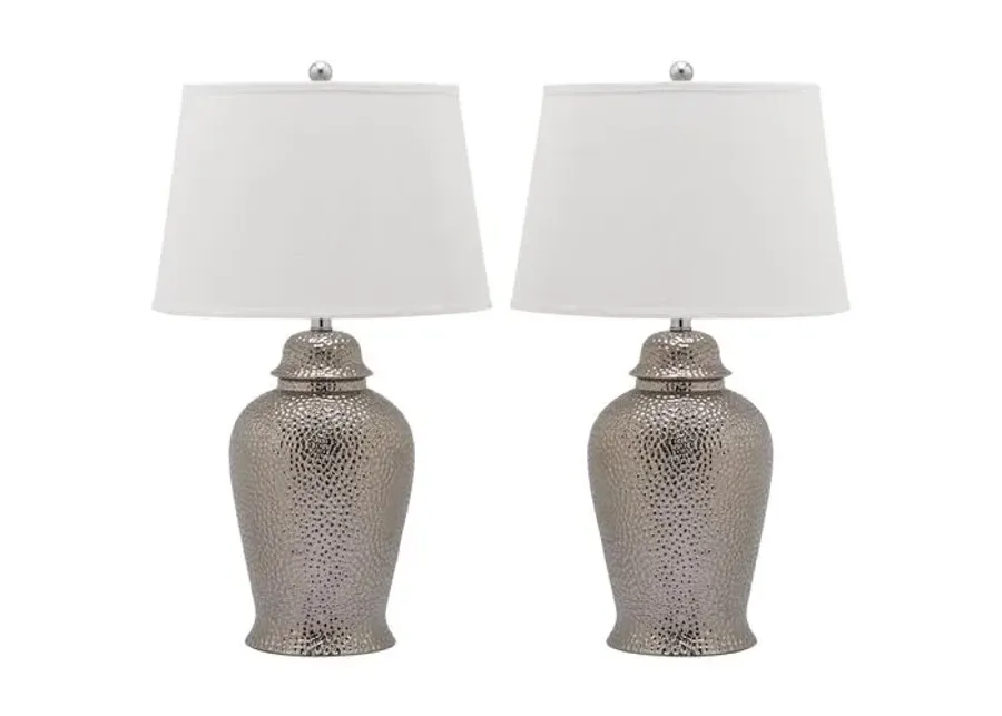 Set of 2 Metallica Ginger Jar Lamp - Silver