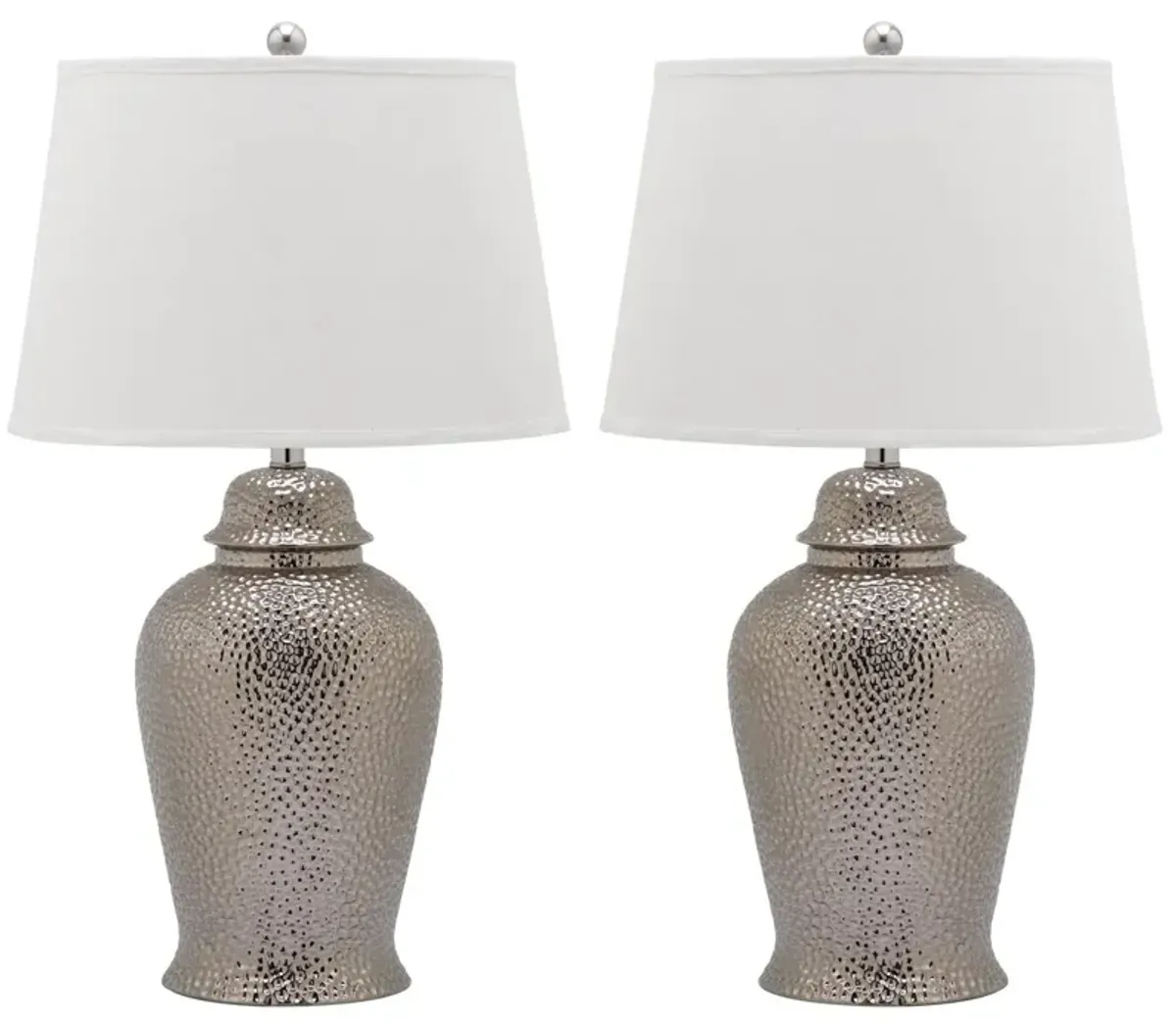 Set of 2 Metallica Ginger Jar Lamp - Silver