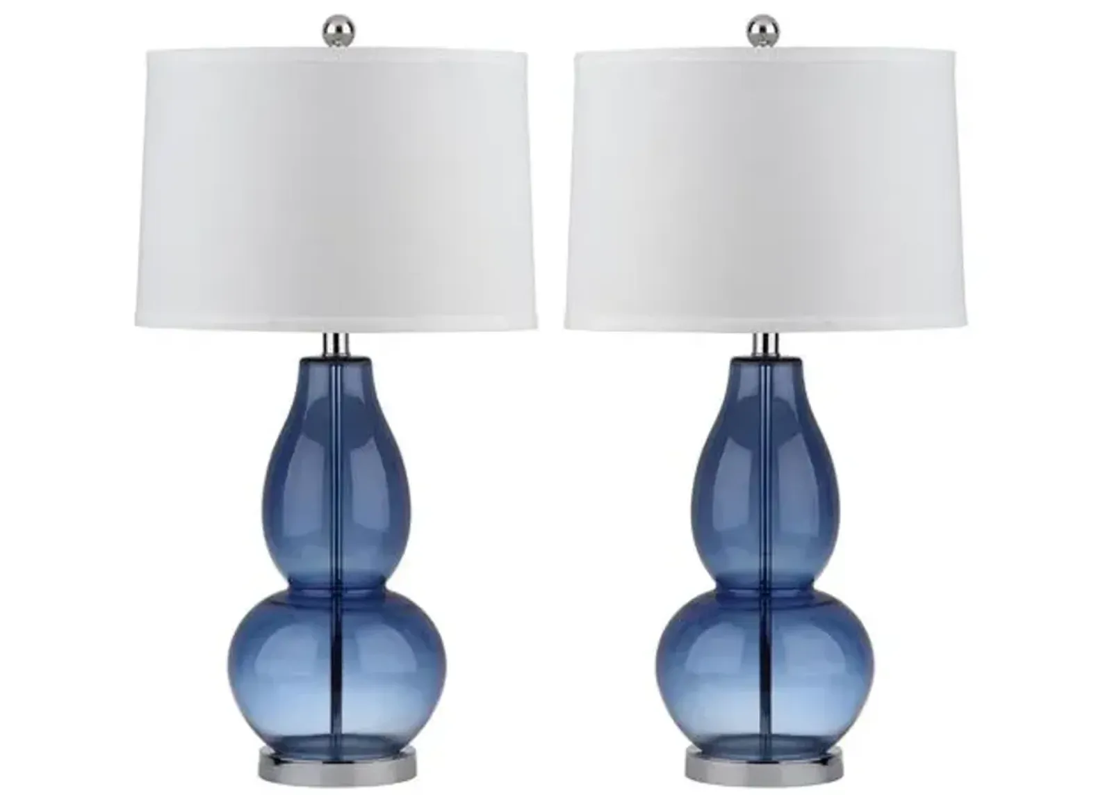 Set of 2 Set of 2 Adele Gourd Table Lamps - Deep Blue Glass