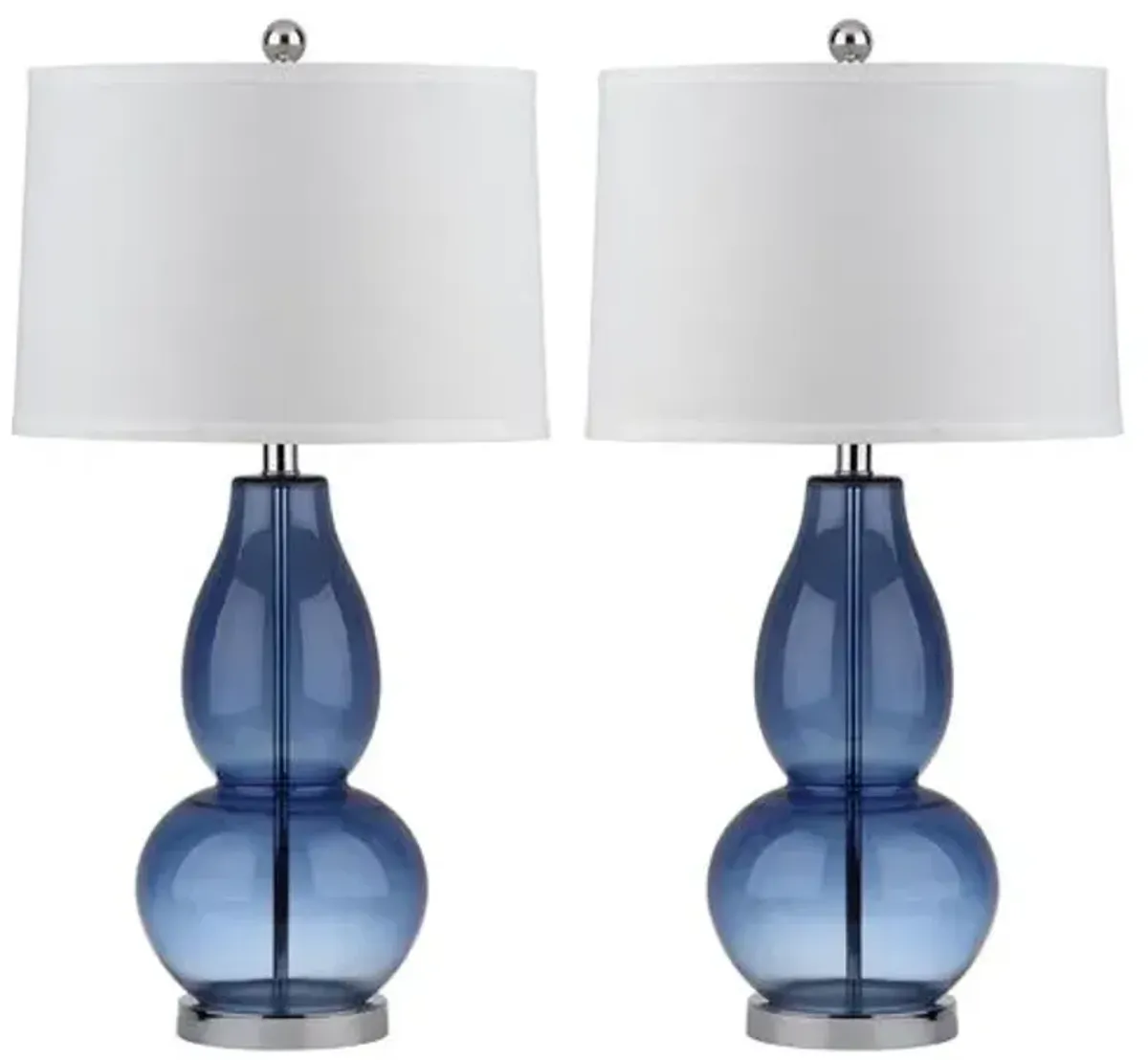 Set of 2 Set of 2 Adele Gourd Table Lamps - Deep Blue Glass