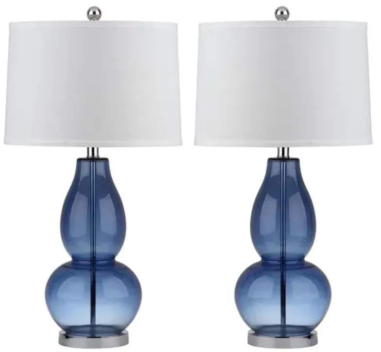 Set of 2 Set of 2 Adele Gourd Table Lamps - Deep Blue Glass