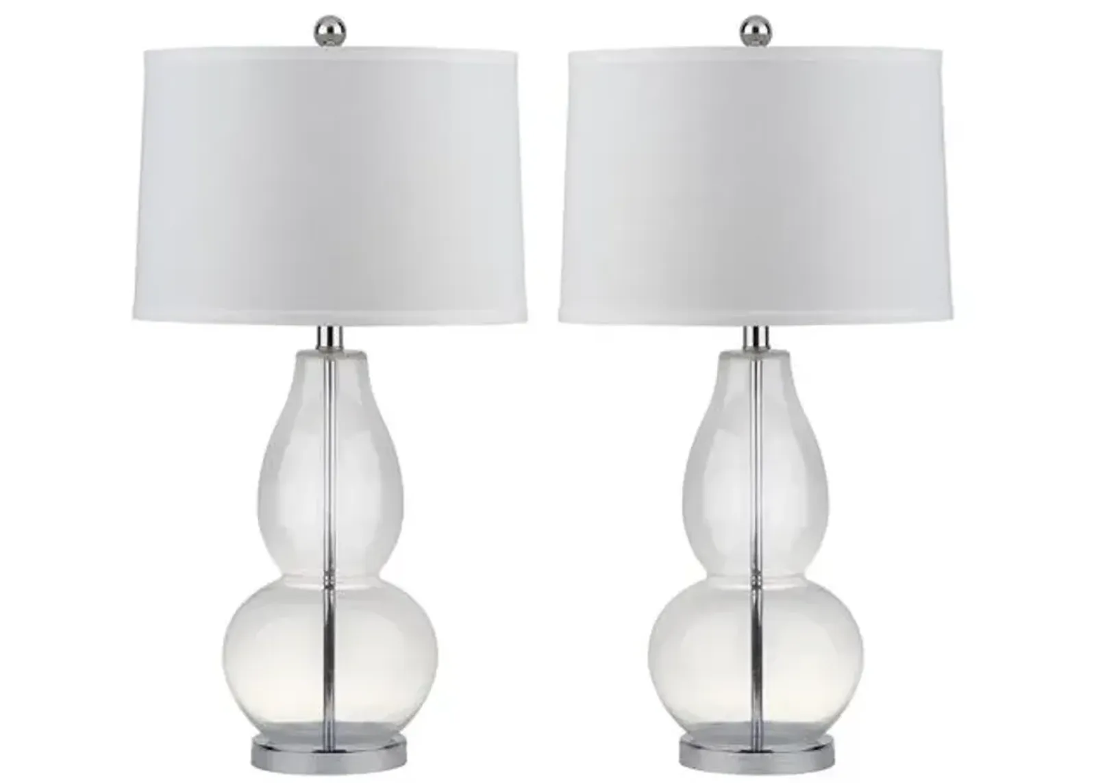 Set of 2 Set of 2 Adele Gourd Table Lamps - Clear Glass