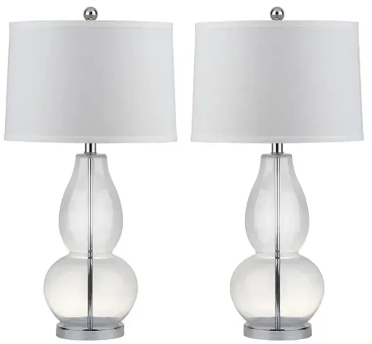 Set of 2 Set of 2 Adele Gourd Table Lamps - Clear Glass