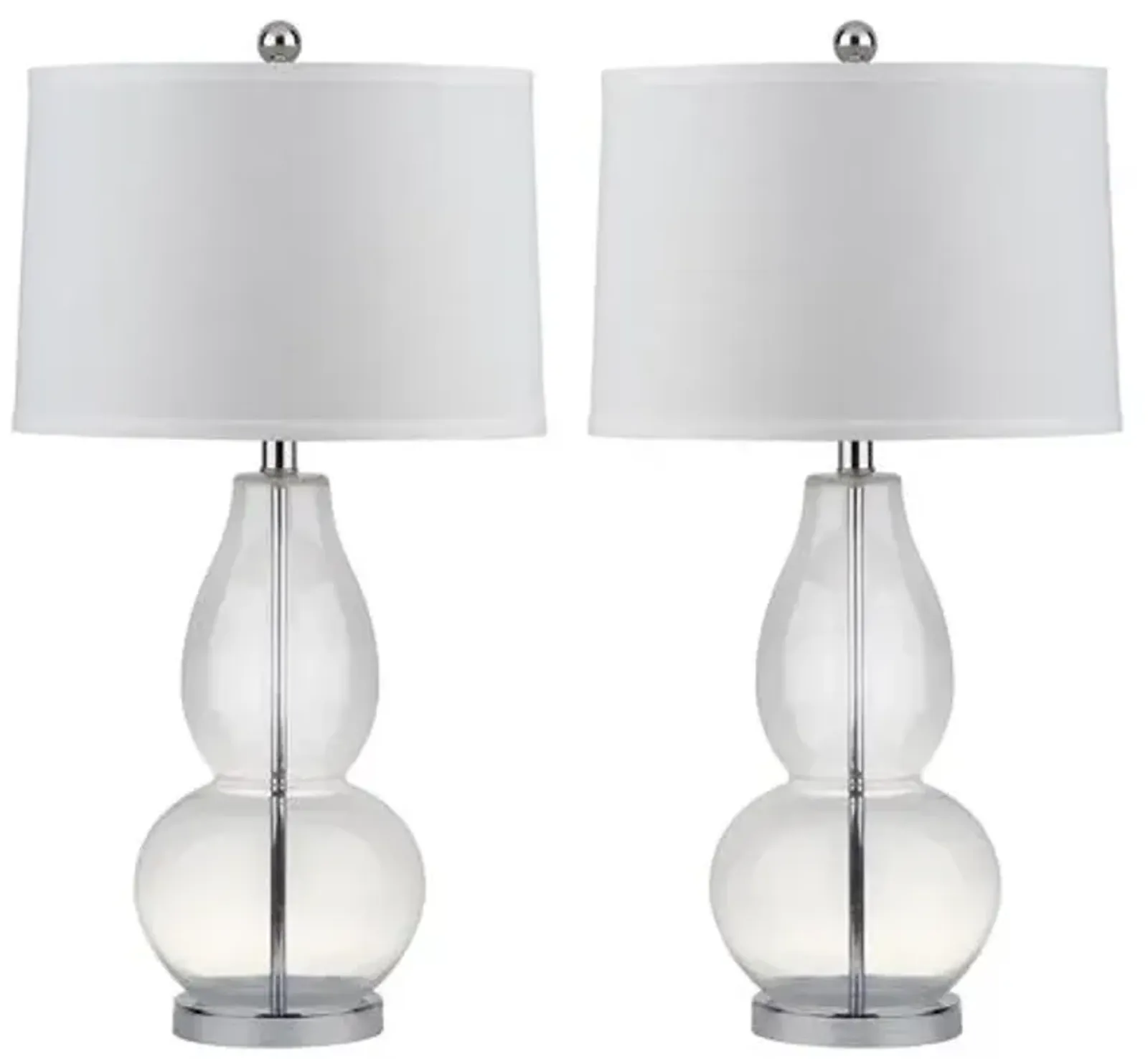 Set of 2 Set of 2 Adele Gourd Table Lamps - Clear Glass