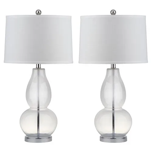 Set of 2 Set of 2 Adele Gourd Table Lamps - Clear Glass