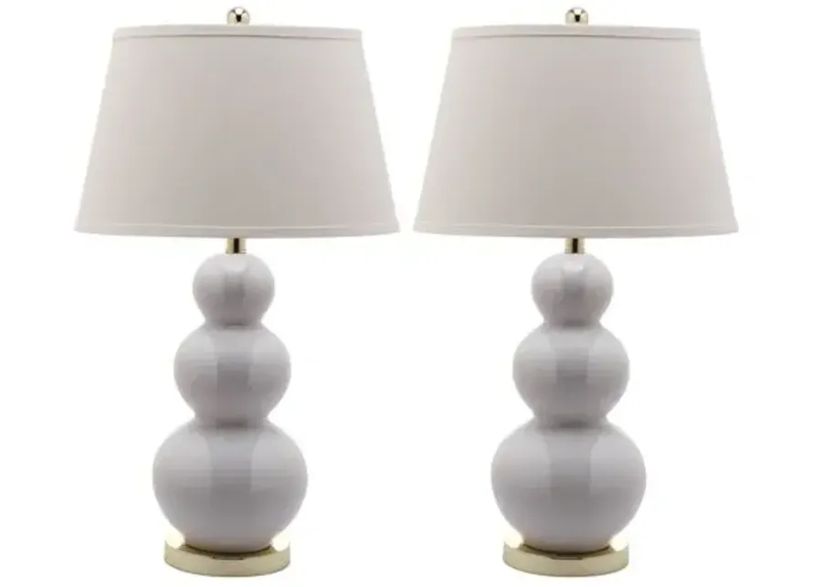 Set of 2 Paula Gourd Lamp Set - White