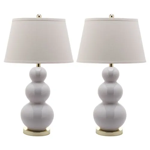 Set of 2 Paula Gourd Lamp Set - White