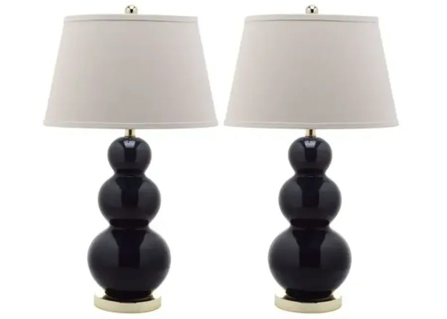 Set of 2 Paula Gourd Lamp Set - Navy Blue/Gold