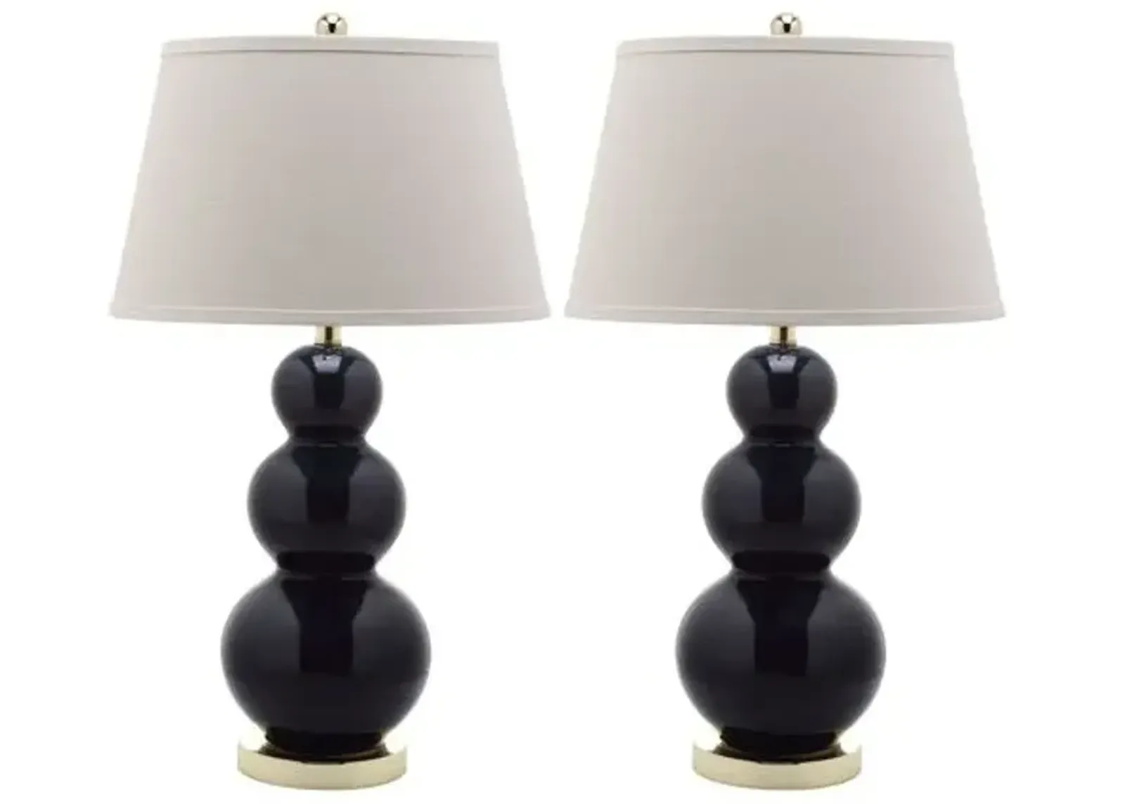 Set of 2 Paula Gourd Lamp Set - Navy Blue/Gold