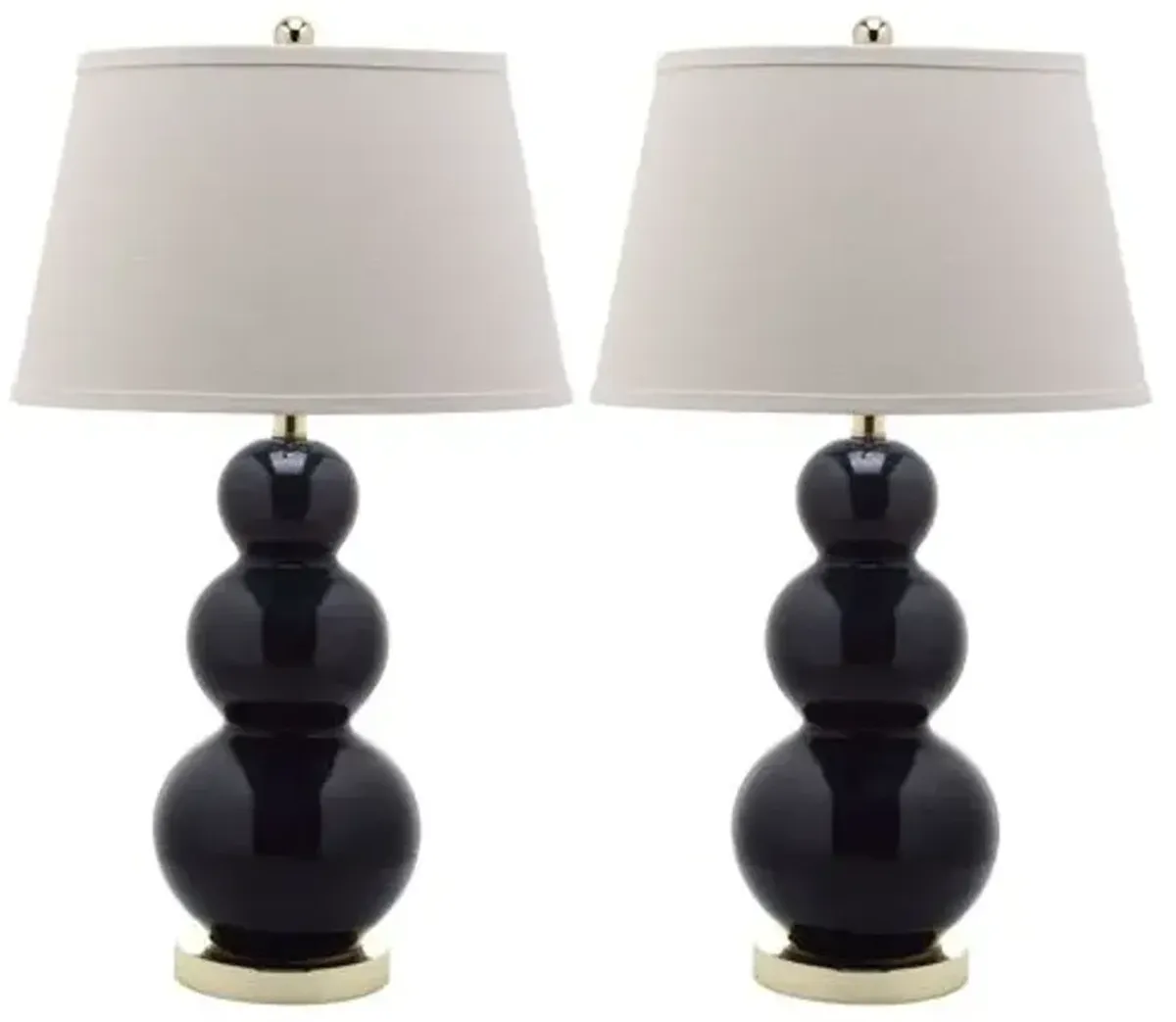 Set of 2 Paula Gourd Lamp Set - Navy Blue/Gold