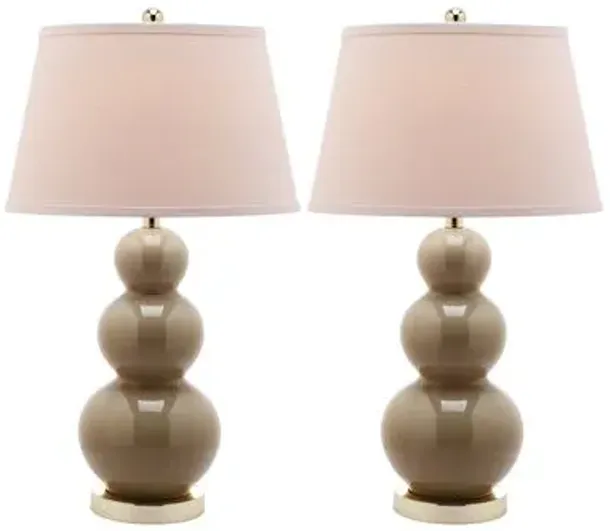 Pamela Gourd Table Lamp Set - Beige