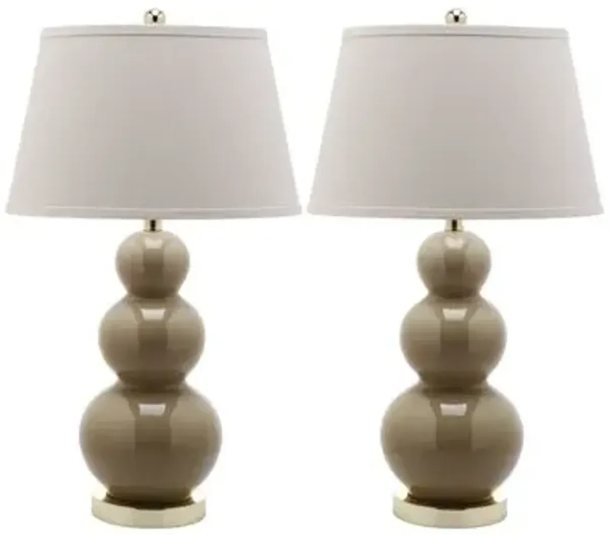 Pamela Gourd Table Lamp Set - Beige