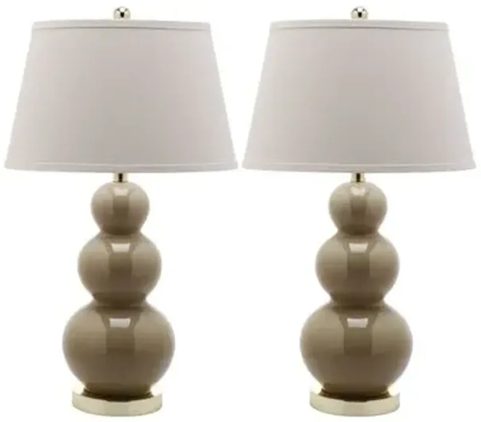 Pamela Gourd Table Lamp Set - Beige