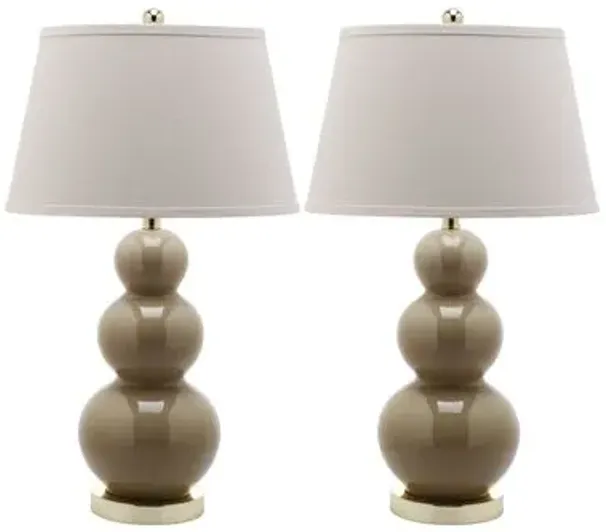 Pamela Gourd Table Lamp Set - Beige