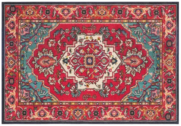 Noella Rug - Red/Turquoise - Red