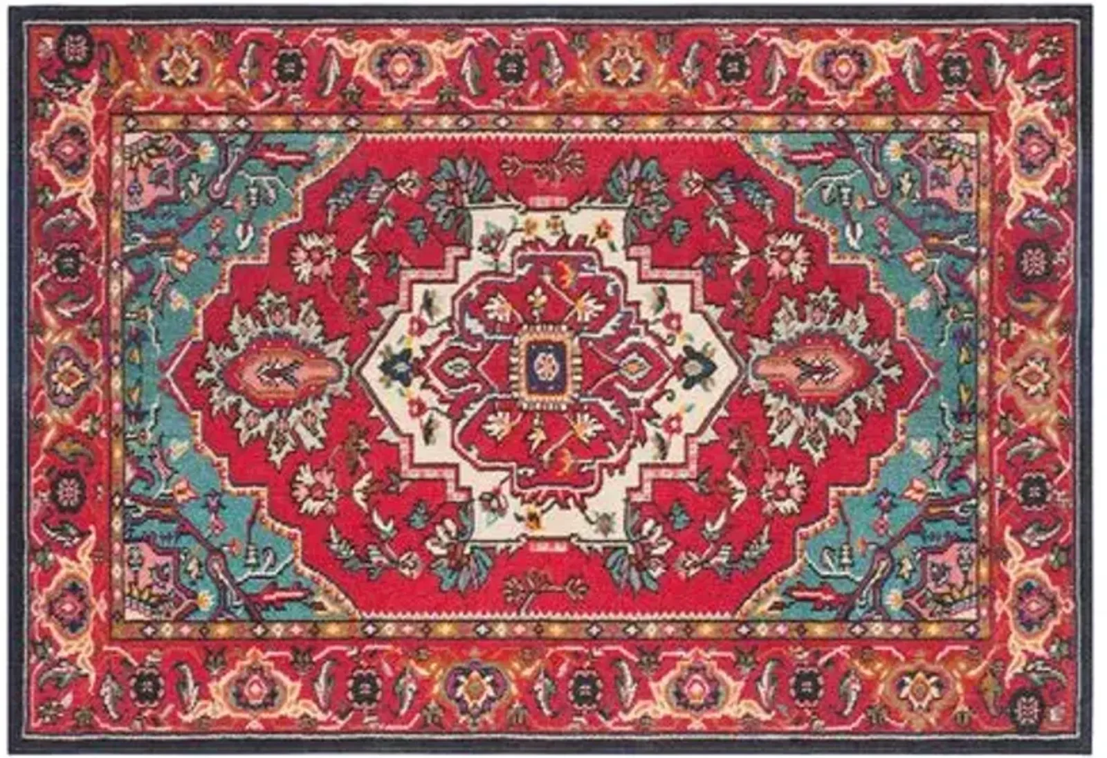 Noella Rug - Red/Turquoise - Red