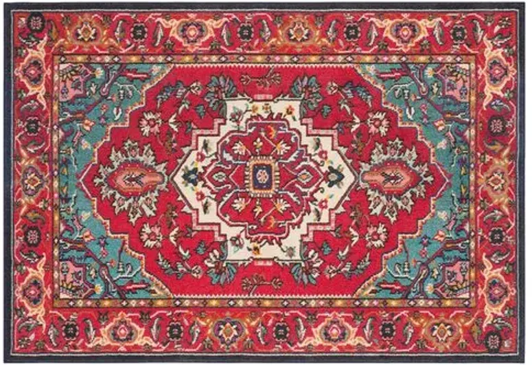 Noella Rug - Red/Turquoise - Red