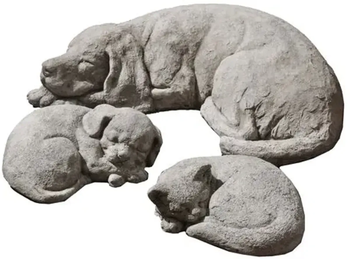 9" Curled Cat Outdoor Statue - Graystone - Campania International