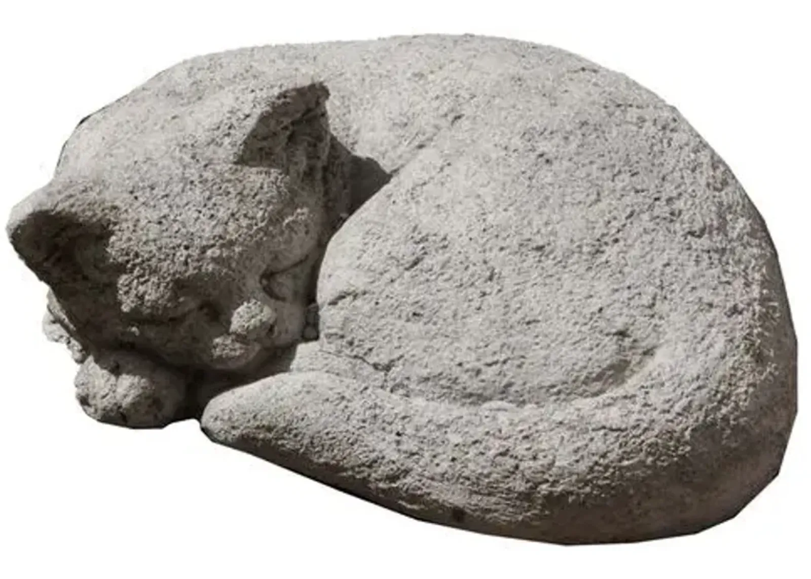 9" Curled Cat Outdoor Statue - Graystone - Campania International