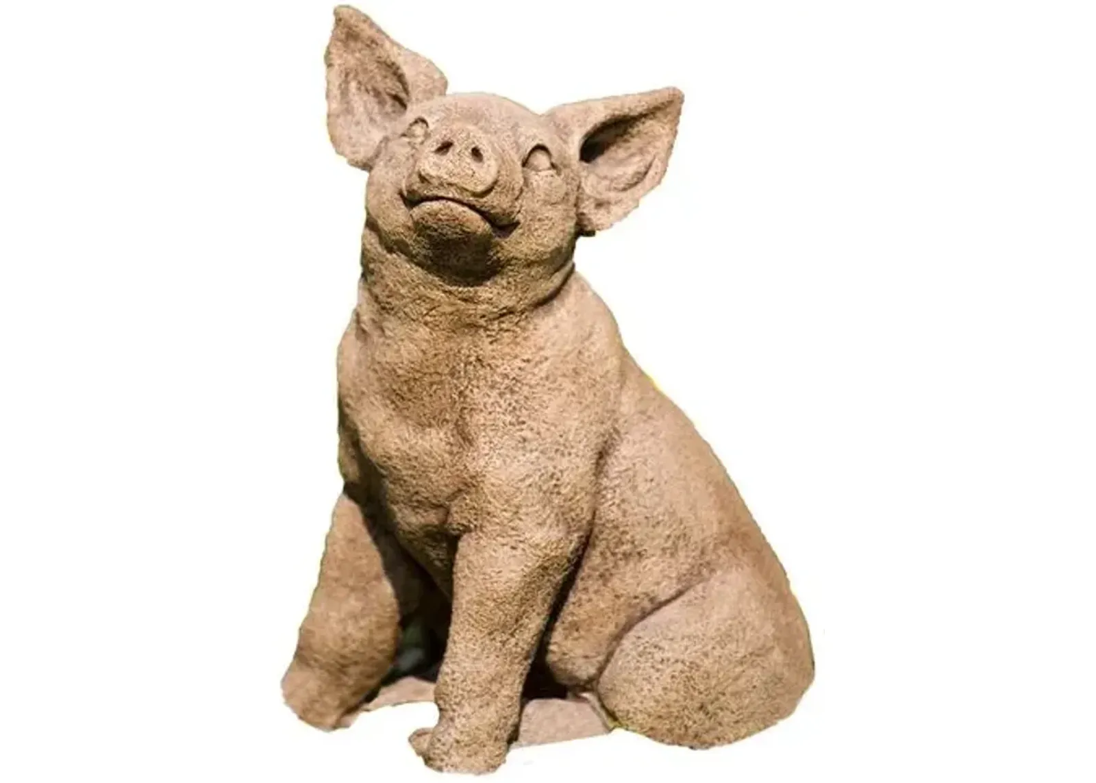 17" Perky Pig Outdoor Statue - Brownstone - Campania International