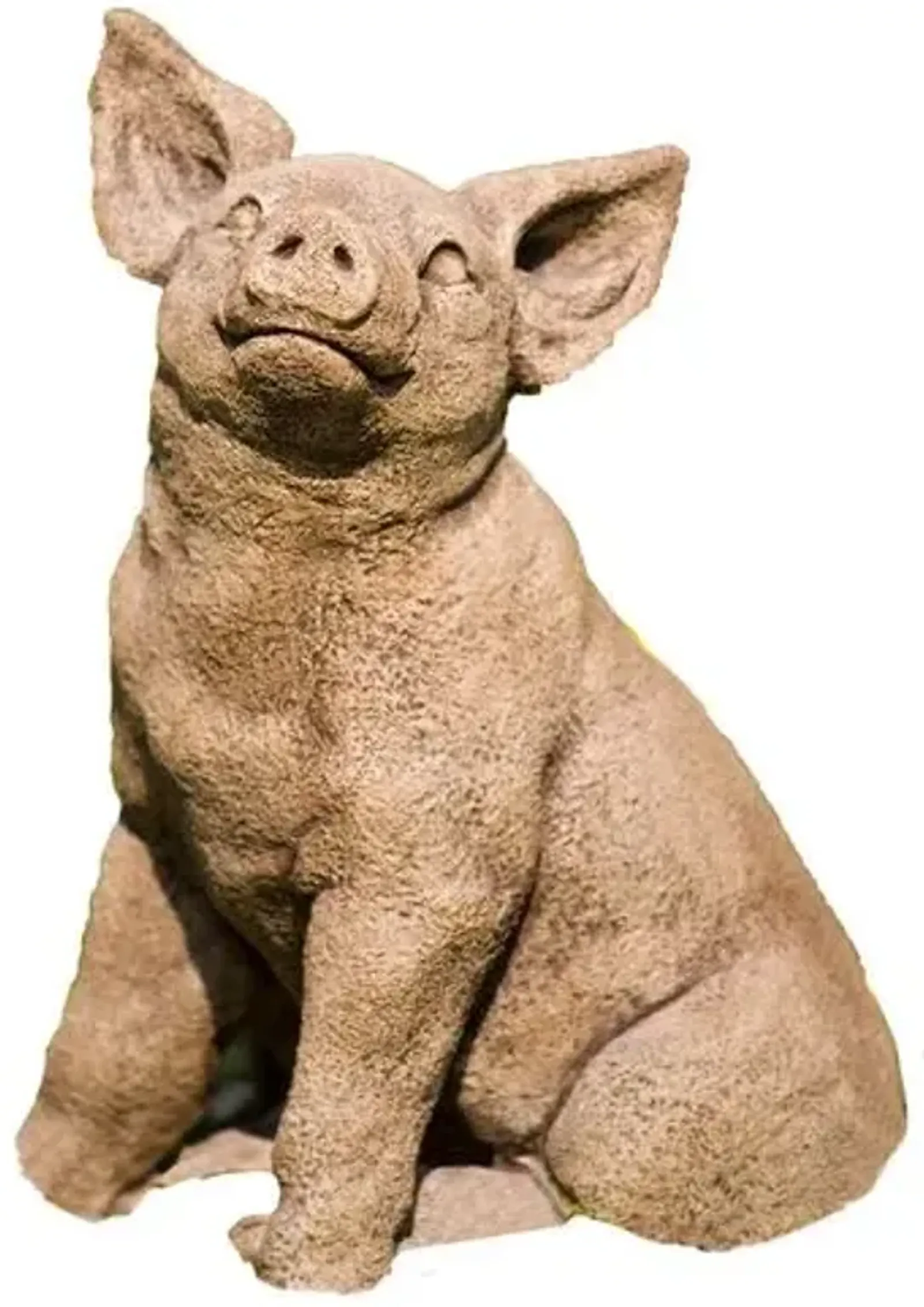 17" Perky Pig Outdoor Statue - Brownstone - Campania International